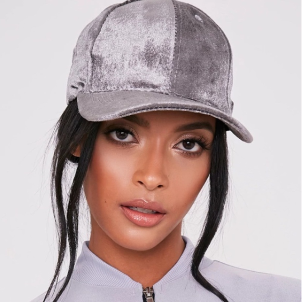 Velvet Gray Baseball Cap Hat - Picture 1 of 8